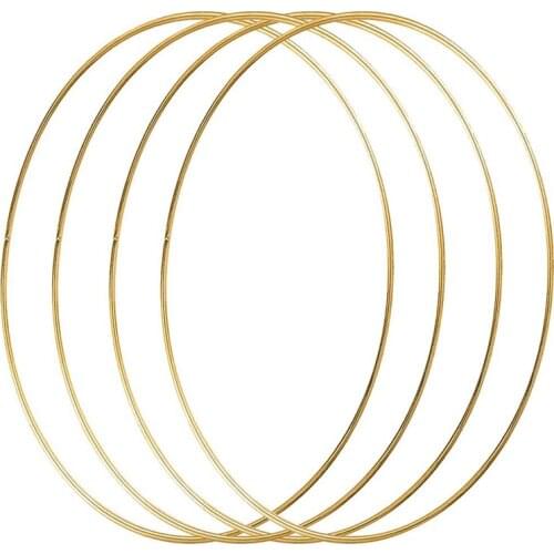 4 Pack 14 Inch Large Metal Floral Hoop Wreath Macrame Gold Hoop Rings for DIY Wedding Wreath Decor Dream Catcher