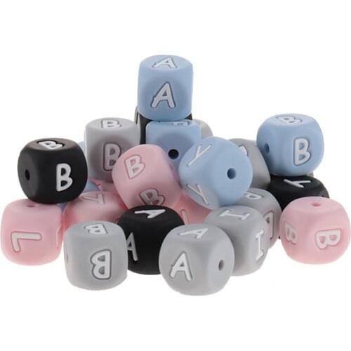 100pcs Baby Silicone Letter Beads Baby Teether Food Grade Silicone Beads For DIY Baby Teething Necklace BAP Free Alphabet 12MM
