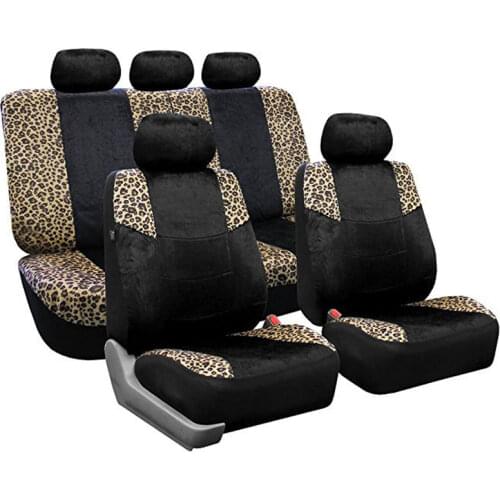 Car Seat Covers Leopard velvet style Front Rear Seat Full Cover Interior Accessories Universal