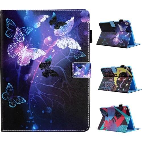 Color Cartoon Pattern PU With Card Slot Cover Case for iPad Mini 1 2 3 4 5 Mini 2019