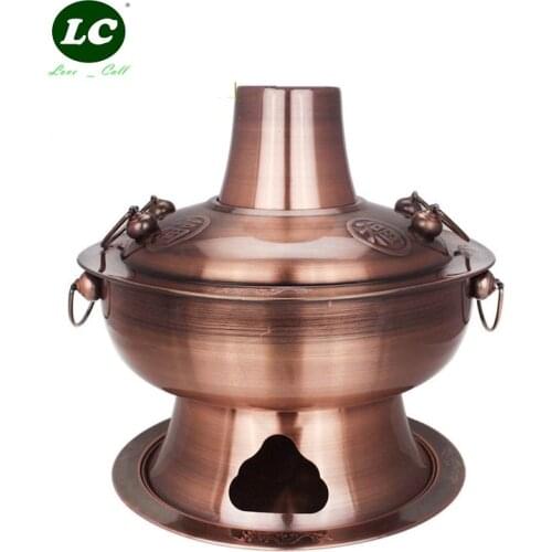 Charcoal Grill Caffing Dish Hot pot Copper Stainless Steel Camping/Home Use Thickening fondue pots
