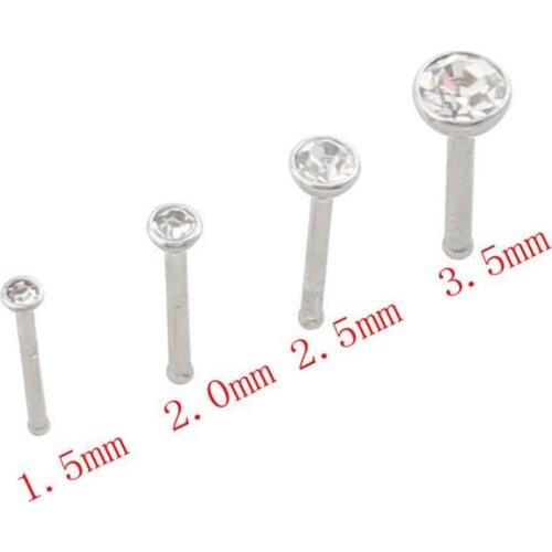 2 Piece Titanium Surgical Steel CZ Round Nose Ring Ear Cartilage Wrap Ring Tragus Earring Piercing Jewelry 1.0mm 18G