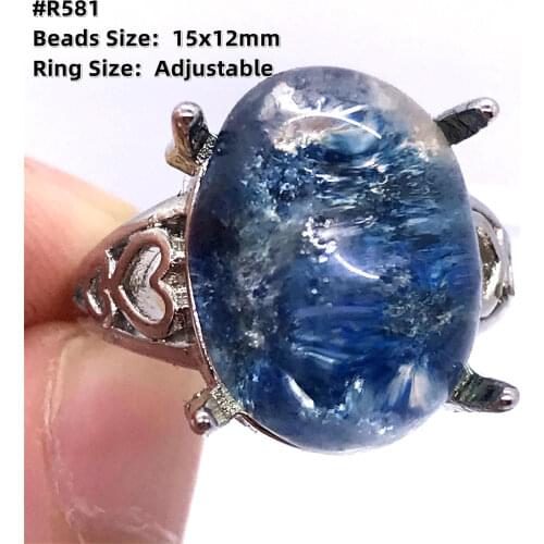 Top Natural Ghost Phantom Quartz Ring Jewelry For Woman Man Silver Crystal Garden Beads Gemstone Beauty Adjustable Ring AAAAA