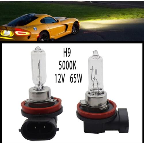2pcs 12V H9 65W Xenon Halogen Hyaline car Headlight Fog Quartz Glass 5000K Light Lamp Bulbs