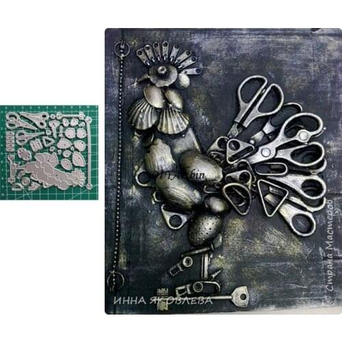 2021 New Steampunk Rooster Metal Cutting Dies Layering Die for for DIY Craft Scrapbooking Cards Scissors Feather Decorative Die