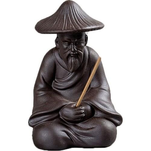 Mini Ceramic Crafts Purple Clay Incense Base Chan JIanggong Fishing Aroma Burner Incense Holder Tea Pet Home Decor