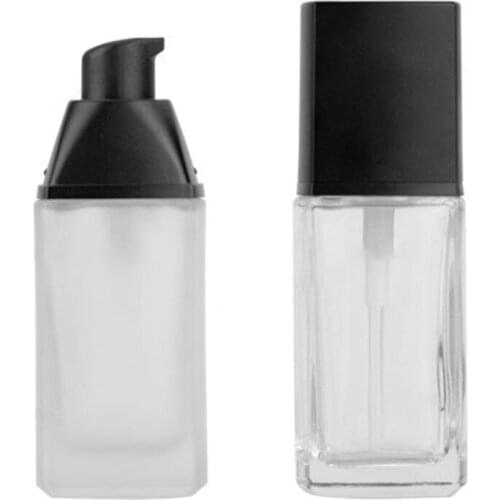30ml Frosted Glass Refillable Empty Bottle for Lotion Liquid Body Cream Cosmetic Foundation Container Vials with Press Pump E65F
