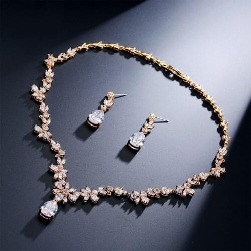 Fashion Necklace Earrings Set Wedding Bridal Party Jewelry Set Dress Up Necklace earrings set