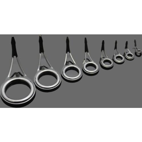 8 Pcs Ceramic Fishing Rod Guide Tip Strong Line Repair Set Kit DIY Rings High Carbon Steel Frame NIN668