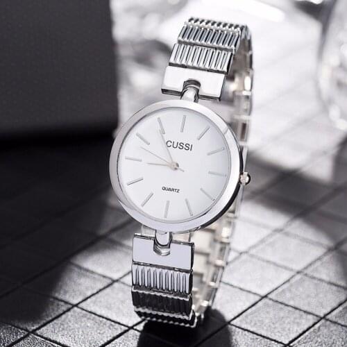 CUSSI 2018 New Fashion Womens Watches Silver Luxury Ladies Bracelet Watch Simple Quartz Wristwatch reloj mujer Valentines Gift