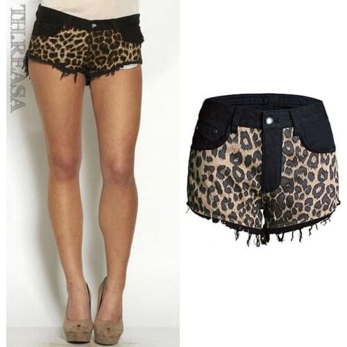New Sexy Leopard Denim Baggy Shorts and Patchwork Hot Pants