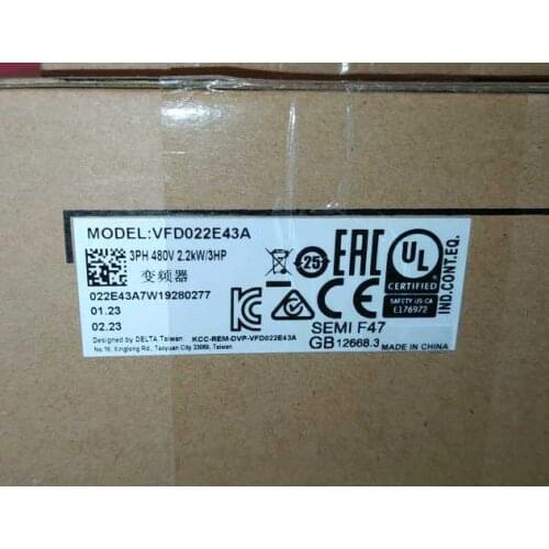 Original Delta Inverter Frequency Converter VFD022E43A 2.2kw 3HP 3 PHASE 380V 600Hz in box