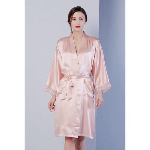 Natural Real Silk Pajamas Women Pure Silk Robe Set 100% Mulberry Silk Nightgown Bedgown Sleepwear 16m/m