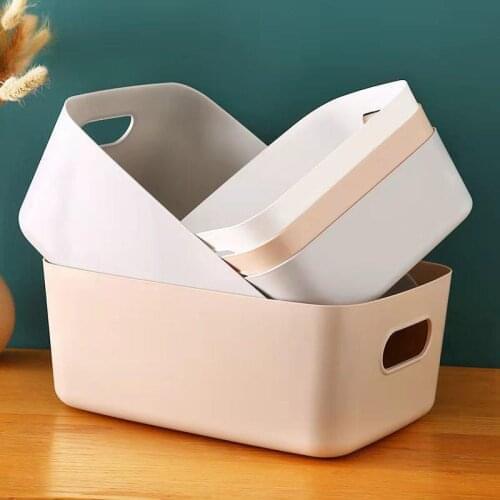 Sundry Storage Basket Storage Box With Handle Plastic Cosmetic Snack Storage Box Desktop Household Kitchen Bathroom Sorting Box
