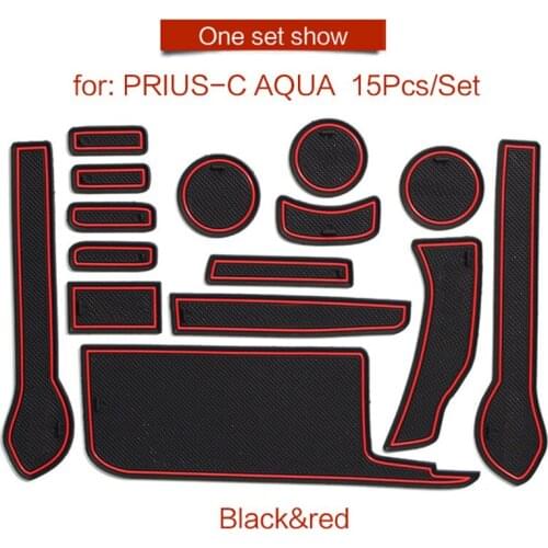 Car interior Anti-Slip Gate Slot Cup Mat for Toyota PRIUS C aqua 2012 - 2019 HYBRID 50 series Non-slip Pad Rubber Coaster