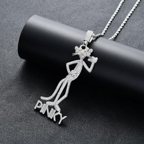 Pink Leopard Pendant Cross Cactus Killer Gloves Micro-Set Zircon Shiny Hip Hop Trendy Custom Jewelry Accessories