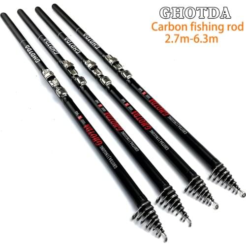 Carbon Fiber 2.7 3.6 4.5 5.4 6.3M Spinning Fishing Rod M Power Telescopic Rock Fishing Rod Carp Feeder Rod Surf Spinning Rod