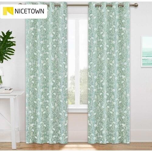 NICETOWN Natural Floral Printed Curtains Summer Block Sunlight for Energy Curtains for Bedroom Living Room Luxury Fabrics