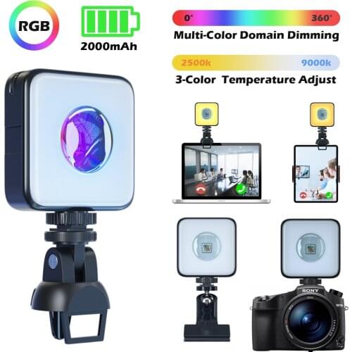 DOLED RGB Light 2000mAh Battery LED Video Light for Zoom Meeting Live Stream Computer Laptop Desktop Photographic Light Filling