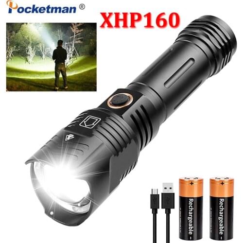 POCKETMAN 80000LM XHP160 LED Flashlight Tactical Flashlights XHP70 XHP50 LED Flashlight Rechargeable Torch Waterproof Torch