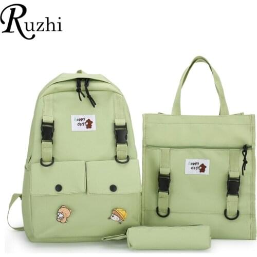 Multilayer Space 3Pcs/Set Canvas School Bag For Teenagers Three Piece Suit Backpacks Simple Shoulders Bags Cute Kids Backpack