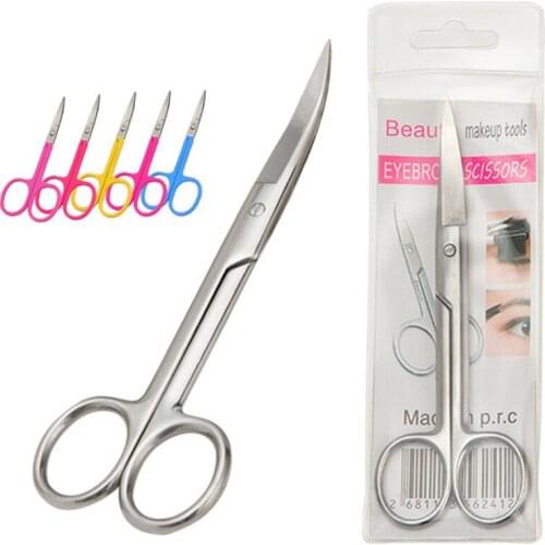Stainless Steel Eyebrow Trimmer Scissor Bend Head Eyebrow Trimmer Nose Hair Trimming Scissor Beauty Tools Tailor Scissor E1174