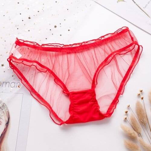Hollow Sexy Lingerie Women Panties See Through Lace Underwear Women Seamless Erotic Underpant Solid Transparent Brief Lingerie