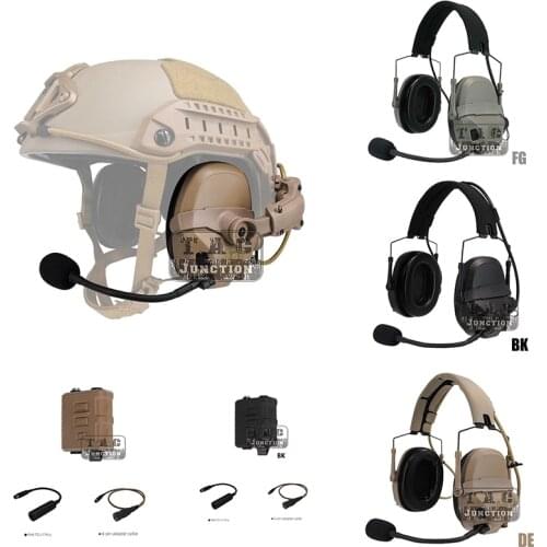Upgraded AMP Tactical Communication Headset + FCS V60 PTT Set Pickup Noise Reduction Headset + Connector + 6 PIN Adapter Cable