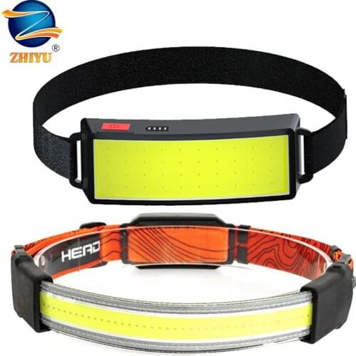 USB Rechargeable Work Light 3Modes Red Warning Strobe Camping Light 12W COB Riding Headlamp Running Head Torch Light 1200mAh