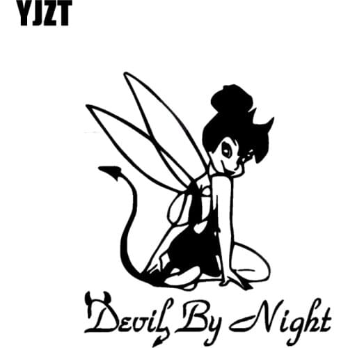 YJZT 12.6*14CM Devil By Night Cute Girl Car Sticker Skillful Manufacture Covering The Body Decal Black/Silver C20-1301
