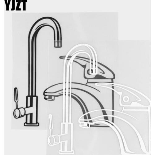 YJZT 13.9×15CM Cartoon Faucet Pattern Car Sticker Funny Creative Vinyl Decal Black / Silver 20D-0340