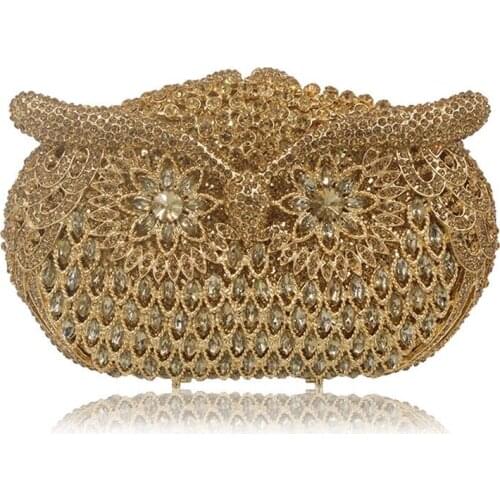 Women Wwl Shape Evening Pearl Beaded Bags Ladies Gold Wedding Party Wallet Crystal Gold Clutch Diamonds Purses For Bridal