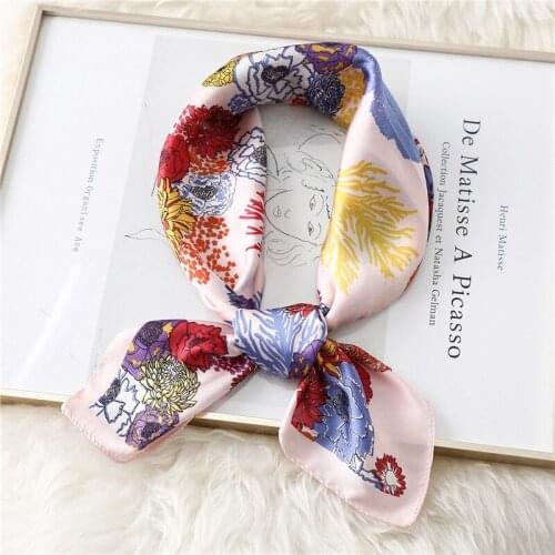 2021 Lady Hair Neck Scarf Silk Square Bag Scarves Fashion Print Shawl Female Head Wrap for Women Bandana Large Hijab Neckerchief