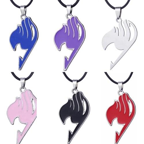 Fashion Fairy Tail Pendants Necklaces Anime Cosplay Necklace Women Mixed Colors Metal Leave Couple Choker Jewelry Accessories