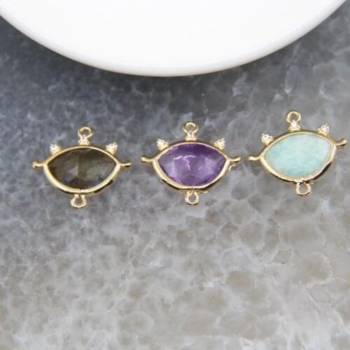 1pcs Natural Amazonite/Labradorite/Amethysts Horse Eye Connector Necklace For DIY Jewelry Bracelet Earring Making Accessories