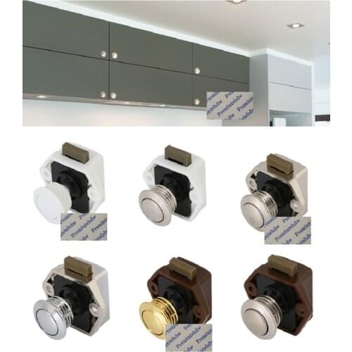 10Pcs/Lot Keyless Push Button Latch Pup up Knob Rv Yacht Drawer Boat Trailer Caravan Cabinet Gold White Brushed Nickel