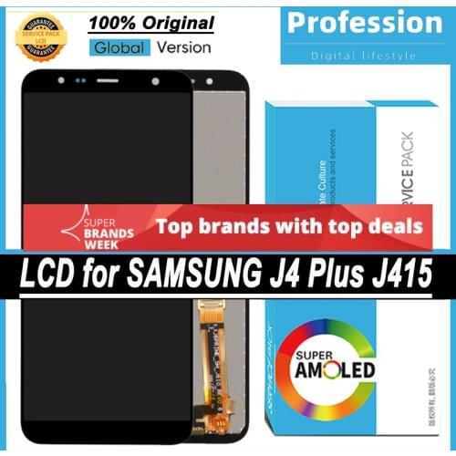 10pcs Original 6.0'' Display for Samsung Galaxy J4+ 2018 J4 Plus J415 J415F J410 LCD Touch Screen Repair Parts + Service Pack