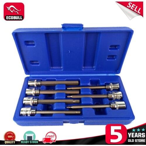 3/8 Inch 7 Piece Drive Extra Long Torx Bit Nuts Set Auto Car Repair Rotary Sleeve Type E Plum Socket Wrench Set