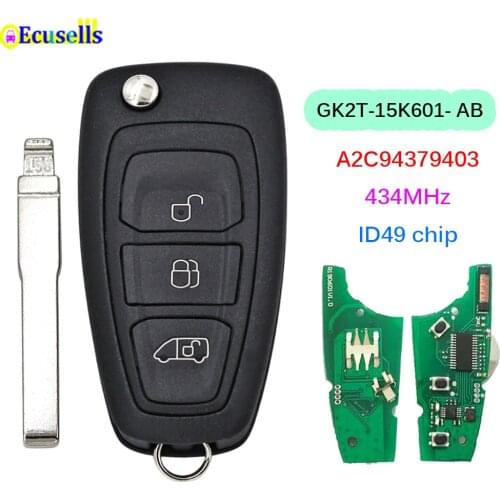 3 Buttons Remote Key Fob FSK 434MHz ID49 Chip for Ford NEW Tourneo Transit /Transit Custom GK2T-15K601-AB A2C94379403