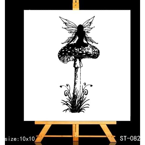 AZSG Angel / Goddess / Mushroom Clear Stamps For DIY Scrapbooking/Card Making/Album Decorative Silicone Stamp Crafts