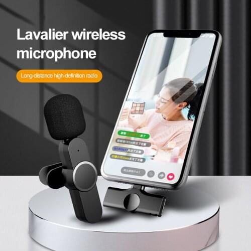 Wireless Lavalier Microphone Portable Audio Video Recording Mini Mic For IPhone Android Live Broadcast Gaming Phone Microfonoe