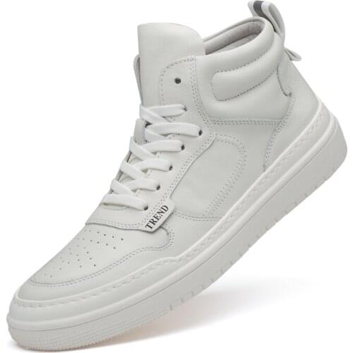 Winter Boots Men Boots Simple Genuine Leather Ankle Lace up Plush boots Outdoor Fur Fashion Men Boots White