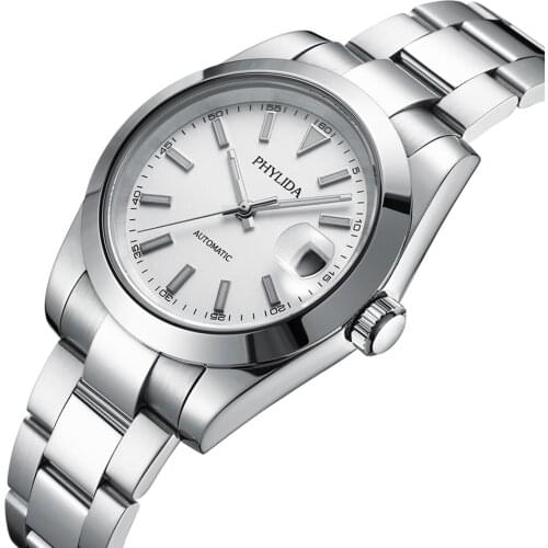 100M Tested Waterproof Watch DATE JUST Homage 39mm Miyota Mov't Mechanical Automatic White Dial Date Sapphire Crystal Watch