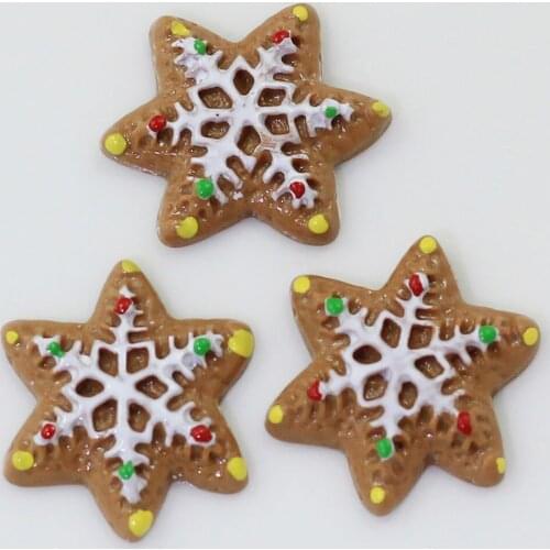 100/50pcs Resin Decoration Crafts Christmas Gingerbread Snowflake Flatback Cabochon Scrapbook DIY Embellishments Accessories