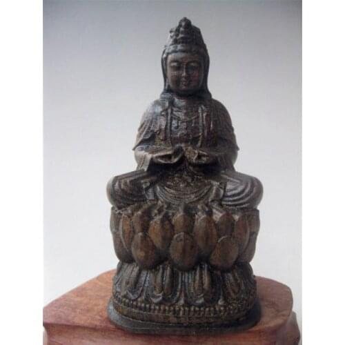 Nice HEIGHT HAVE AROMA HARD WOOD CARVED KWAN-YIN GUAN YIN STATUE RRA