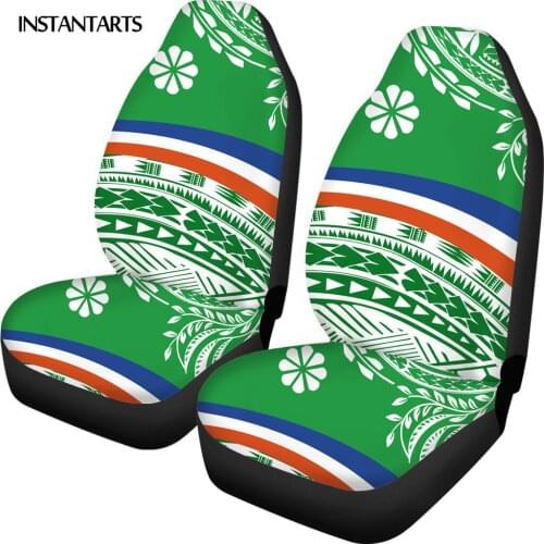 INSTANTARTS Fashion Island Flag Design Easy Clean Universal Car Front Car Seat Cover Easy to Install Car Seat Protector Set of 2