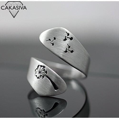 Dandelion Seed S925 Vintage Thai Silver Hand-drawing Winding Ring Vintage Jewelry for Women