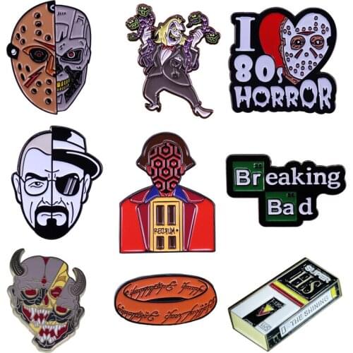 K2072 Friday the 13th Enamel Pin Brooches Creative Horror Movies Metal Brooch Pins Denim Hat Badge Collar Jewelry 1pcs