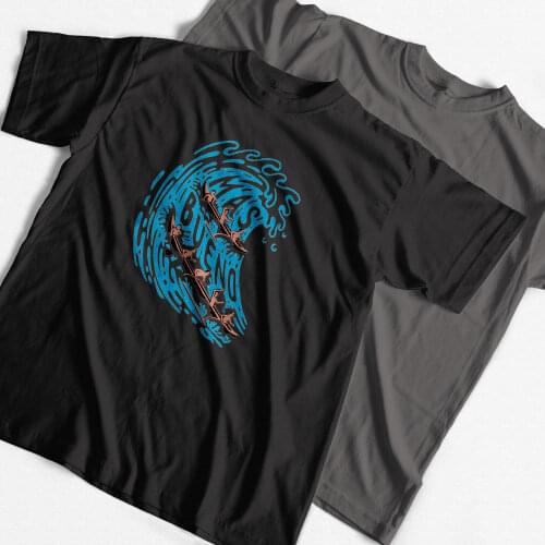 COOLMIND 100% cotton wave surf print Men T shirt cool loose big size men tshirt short sleeve o-neck t-shirt tee shirts tops