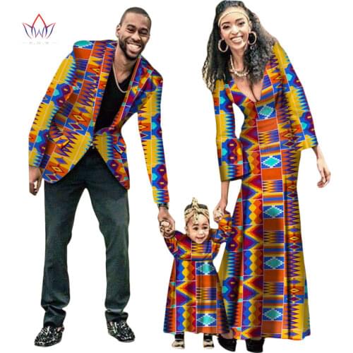 2021 Autumn New Fashion Matching Clothes Brand Father Mother And Son Baby Africa Clothing Vintage Sets Family Full Sleeve WYQ15